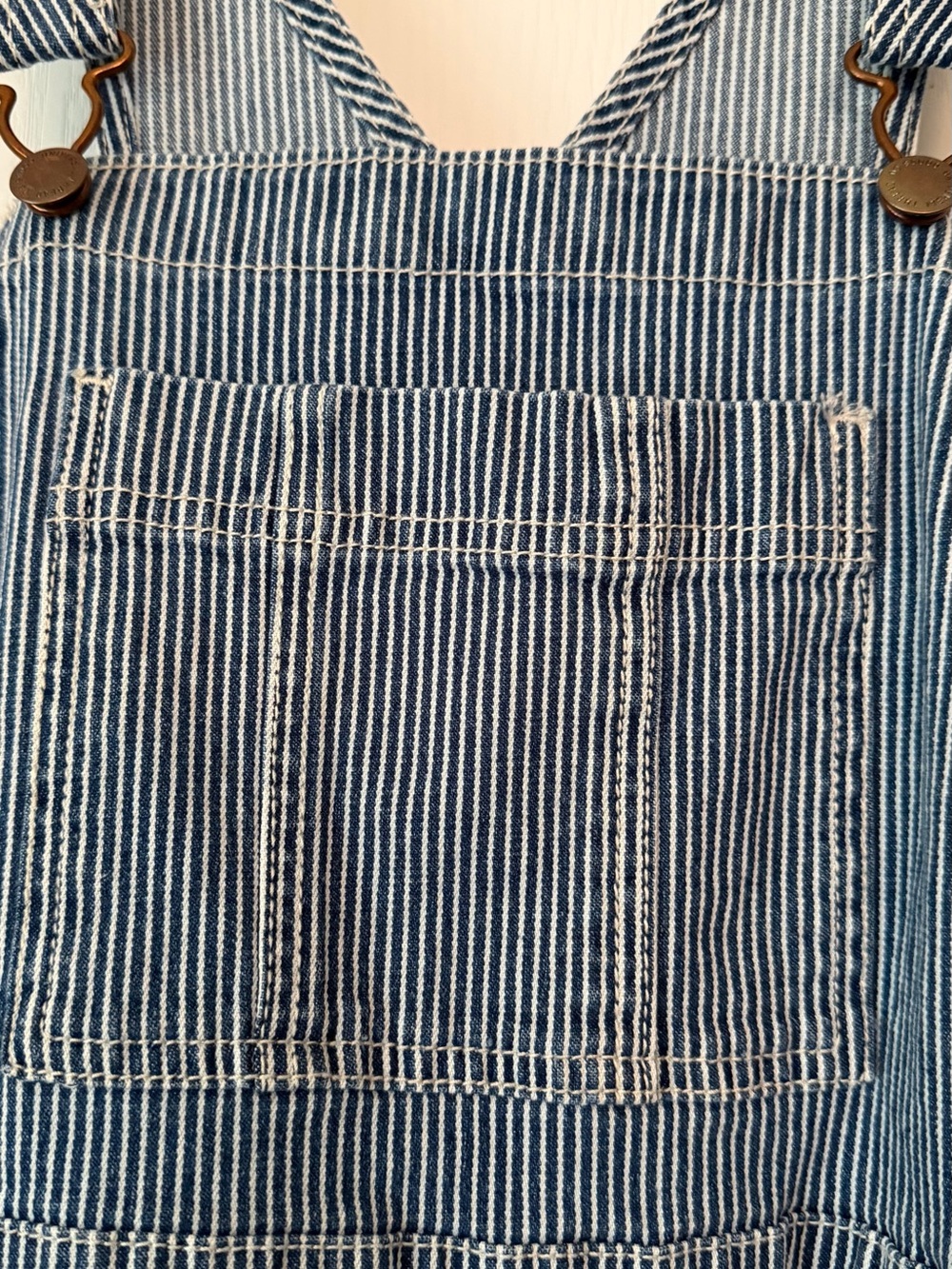 Universal Thread Blue & White Striped Denim Short Overalls - Picture 5 of 15